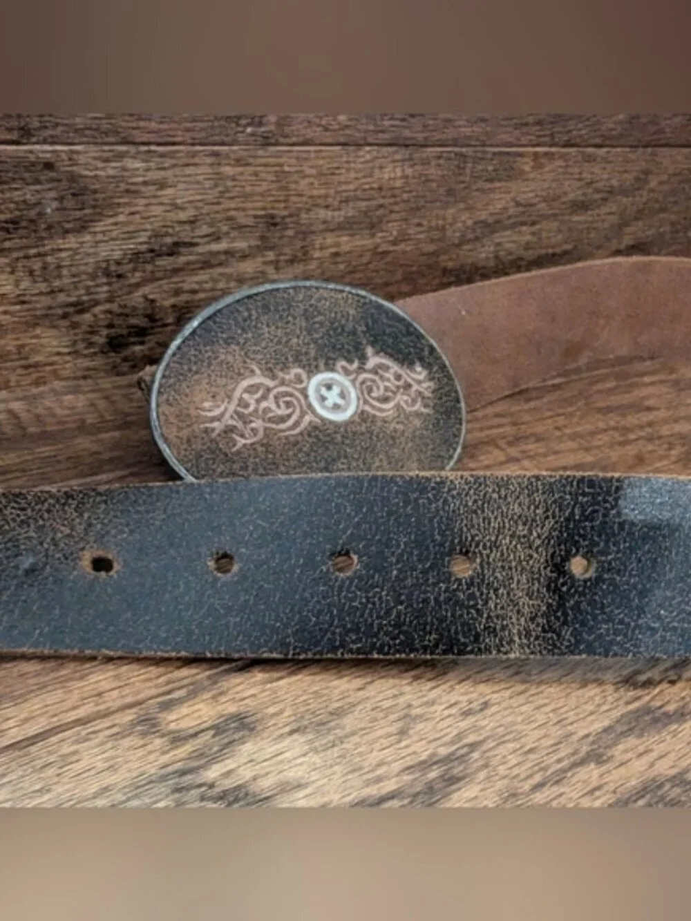 Vintage Leather Belt Made In Canada Size large New! Y2K Grunge Seven7